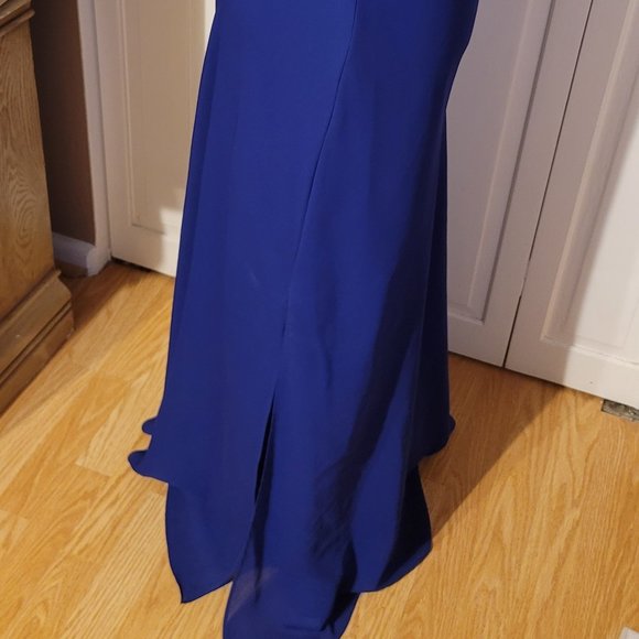 DAVE & JOHNNY ROYAL CHIFFON OVERLAY LONG DRESS - Picture 9 of 16